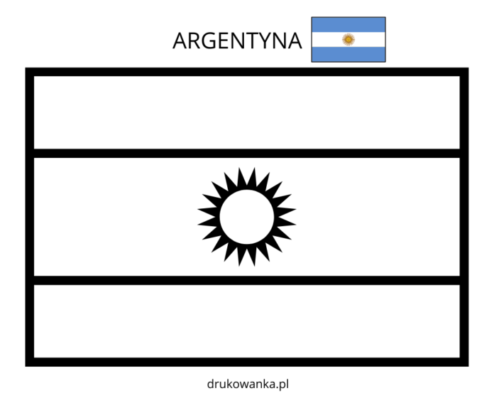 argentínska vlajka na vyfarbenie k vytlačeniu