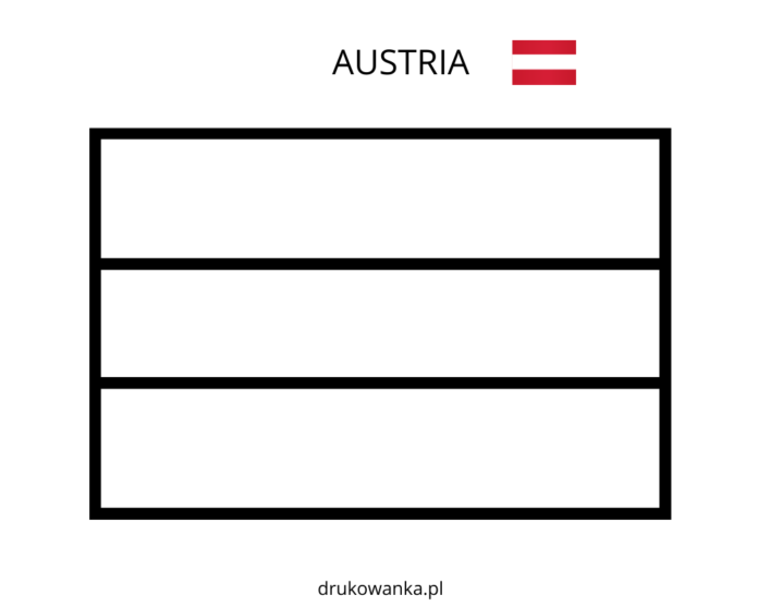 Itävalta lippu värityskirja tulostettava