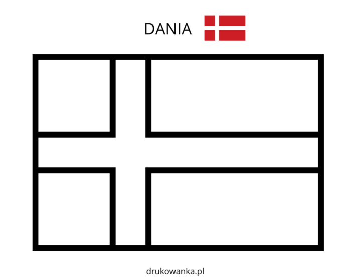 Dánia zászlaja nyomtatható kifestőkönyv