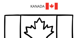 página para colorir a bandeira do canadá imprimível