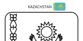 kazakstans flagga målarbok att skriva ut