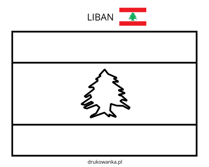 flaga libanu kolorowanka do drukowania