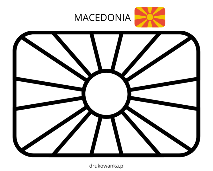 Färgbok om Makedoniens flagga som kan skrivas ut