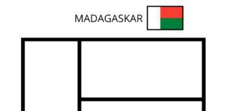 madagaskarská vlajka na vyfarbenie k vytlačeniu