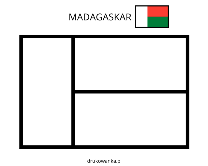 Madagaskarská vlajka omalovánky k vytisknutí