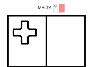 Maltas flagga att färglägga i en målarbok som kan skrivas ut