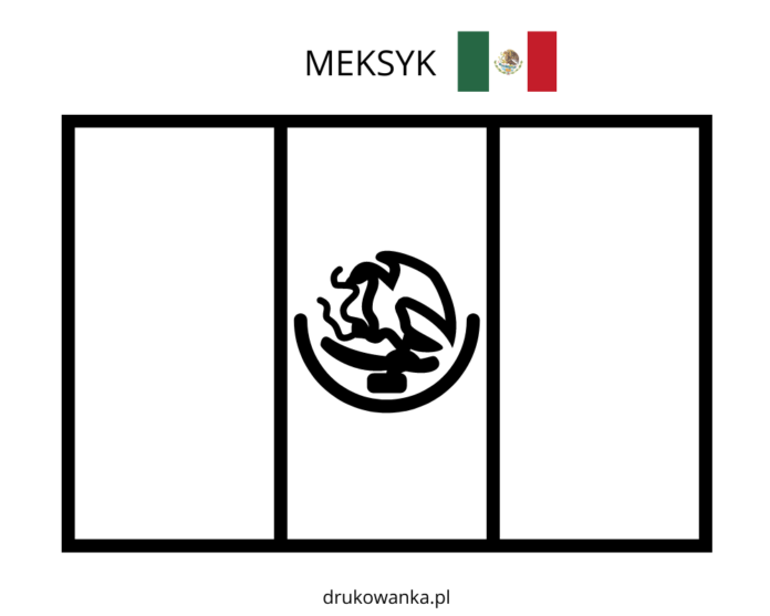 mexická vlajka na vyfarbenie k vytlačeniu