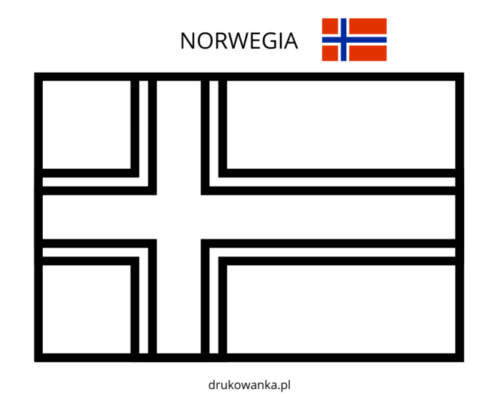 ノルウェー国旗の塗り絵印刷