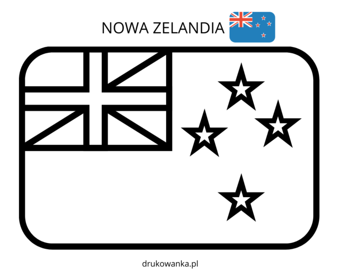 flaga nowej zelandii kolorowanka do drukowania