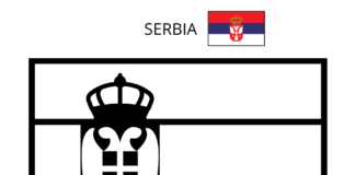 bandiera della serbia da colorare pagina stampabile