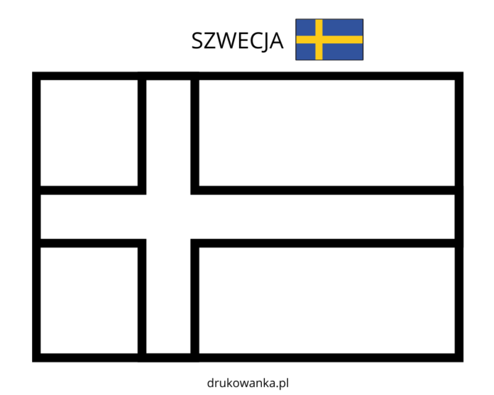 flaga szwecjii kolorowanka do drukowania