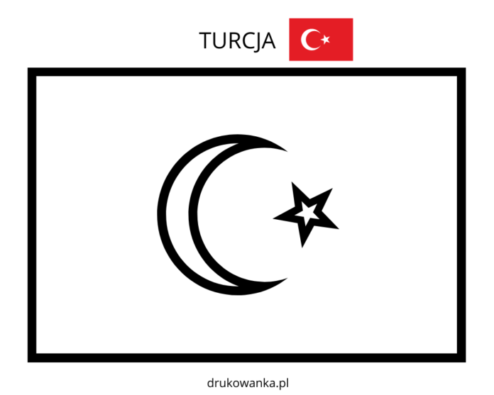Vlajka Turecka omalovánky k vytisknutí