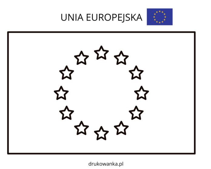 Europeiska unionens flagga som kan skrivas ut och färgläggas