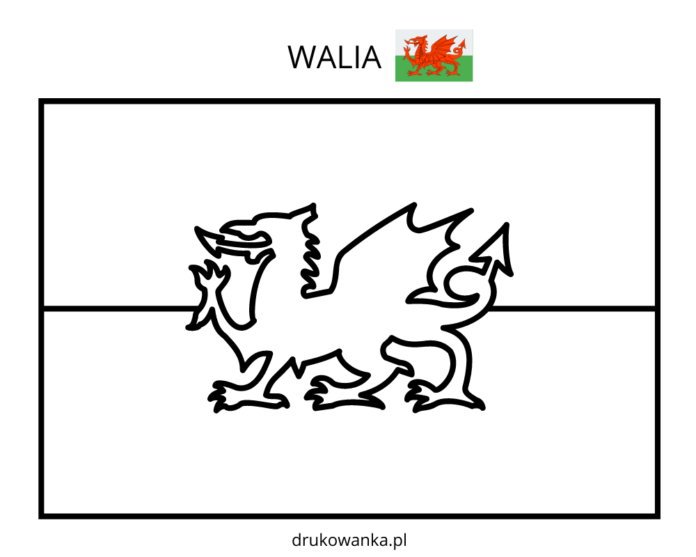 Vlajka Walesu na vyfarbenie k vytlačeniu