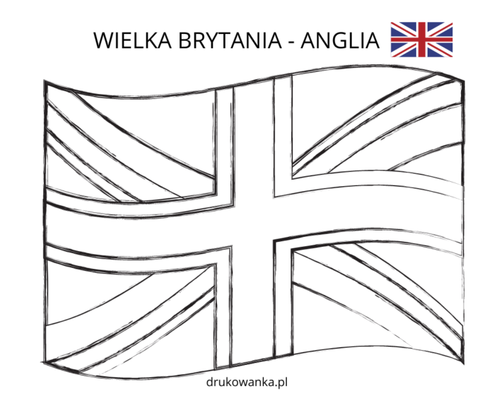 Nagy-Britannia és Anglia zászlaja nyomtatható kifestőkönyv
