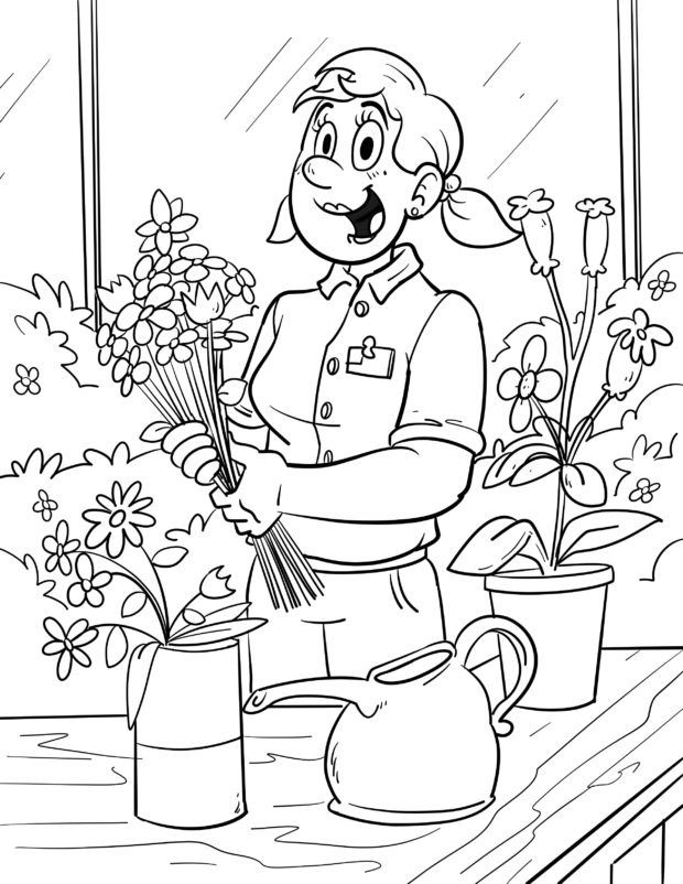 florist coloring book to print