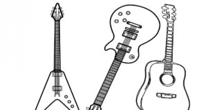 guitars coloring book to print