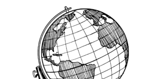 Geografischer Globus Malbuch zum Ausdrucken