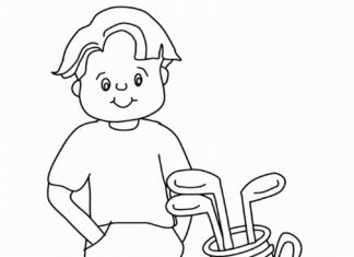 golfer and clubs coloring book to print