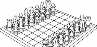 šachová hra na vytlačenie omaľovánky