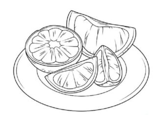 Imagen imprimible de un pomelo en un plato