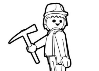 miner with a pickaxe coloring book to print