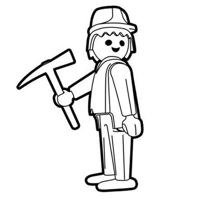 miner with a pickaxe coloring book to print
