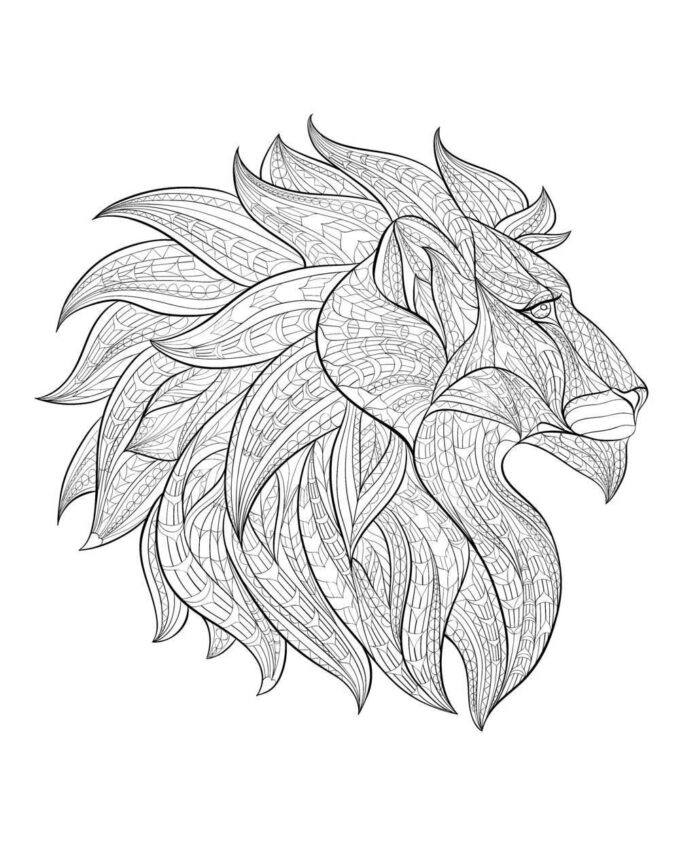głowa lwa zentangle kolorowanka do drukowania