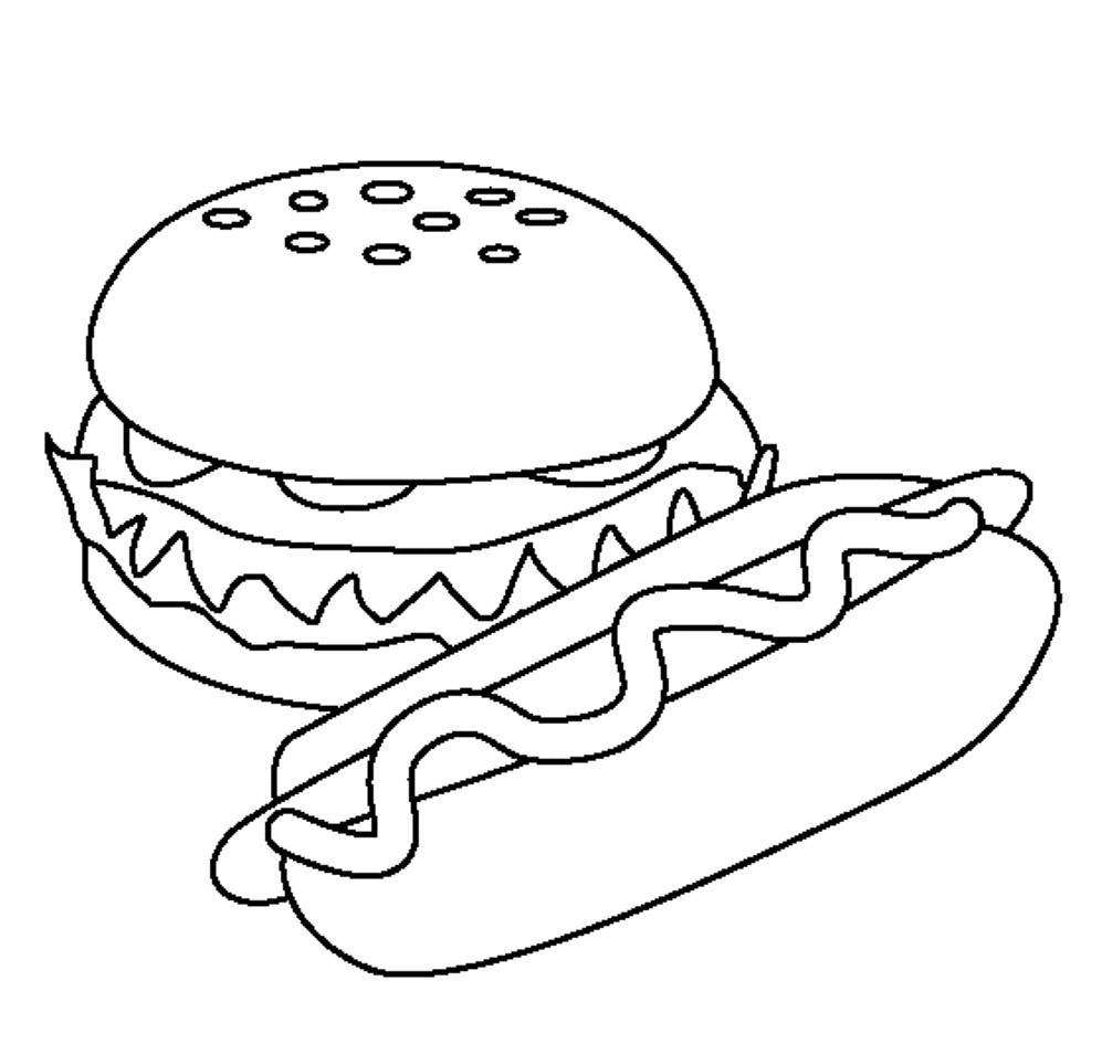 Kolorowanka Hamburger i hot dog do druku i online