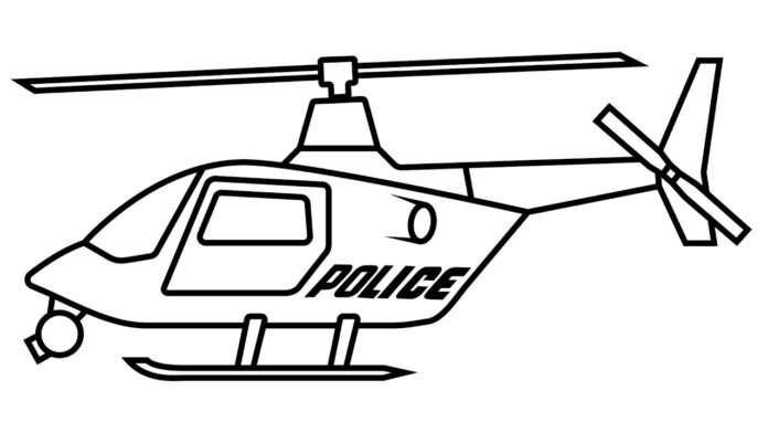 警察ヘリコプターの印刷用塗り絵