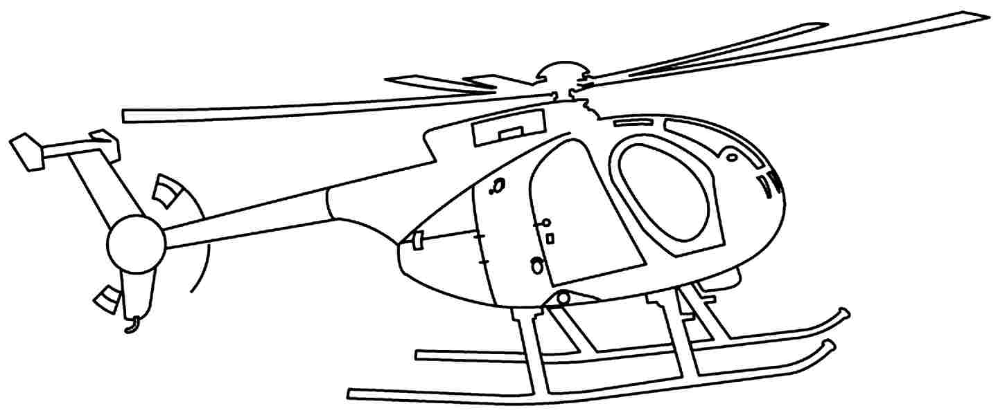 Helicopter coloring book drawing to print and online