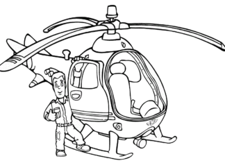 ヘリコプター消防士サム塗り絵印刷用