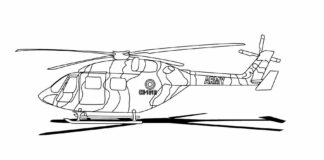 軍用救助ヘリコプターの塗り絵印刷