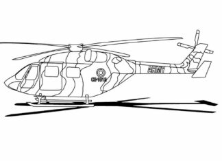 livro colorido para impressão de helicóptero de resgate militar