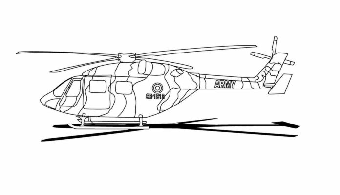 livro colorido para impressão de helicóptero de resgate militar