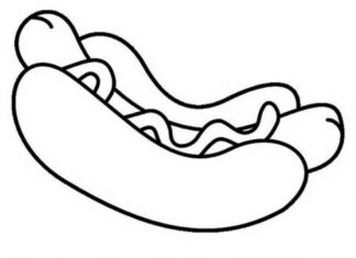 Hot Dog with sausage coloring book to print