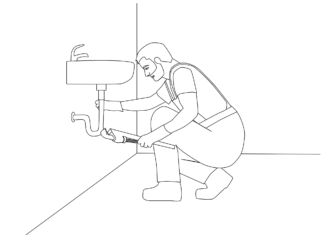 plumber fixes faucet coloring page printable