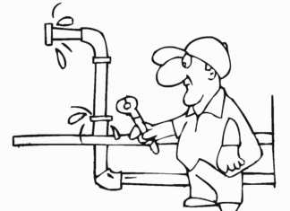 plumber in action 塗り絵の本 印刷用