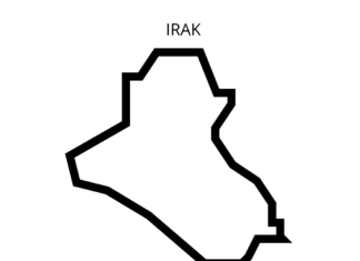 feuille de coloriage de la carte de l'irak pour l'impression