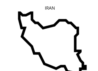 iran mapa kolorowanka do drukowania