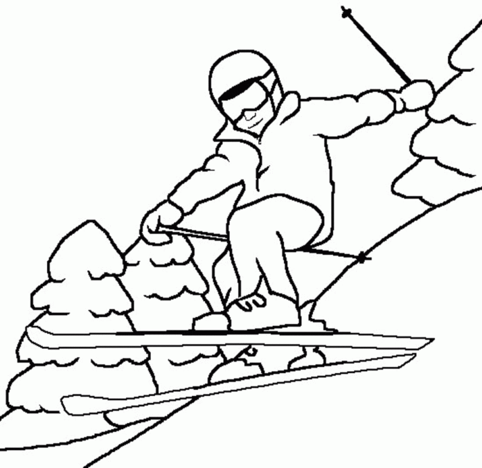 Omaľovánky na lyžovanie na vytlačenie