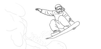 snowboardozás színező könyv nyomtatáshoz