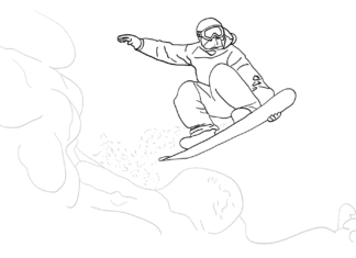 Snowboarding omaľovánky na vytlačenie