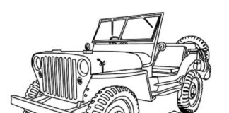libro da colorare jeep dell'esercito da stampare