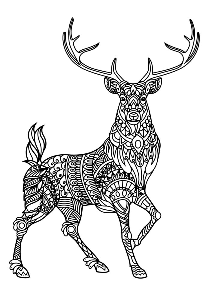 ゼンタングル鹿の塗り絵の印刷