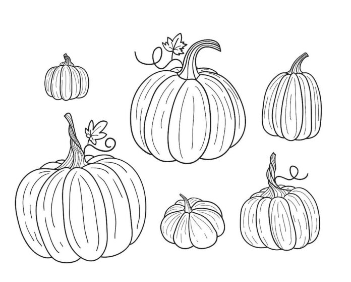 autumn pumpkins coloring book to print