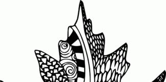 foglia d'autunno zentangle foglio da colorare per la stampa