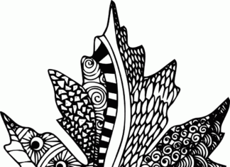 autumn leaf zentangle coloring book to print