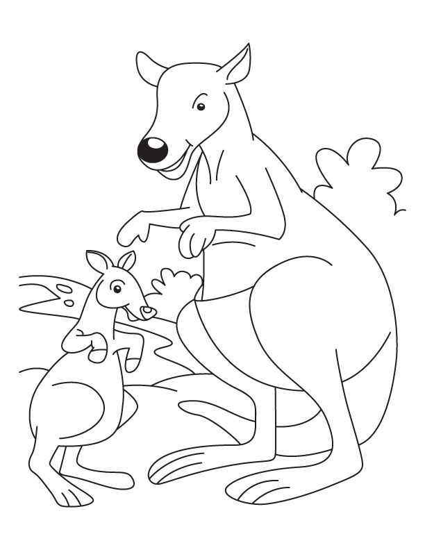 kænguru med baby til udskrivning, malebog til udskrivning