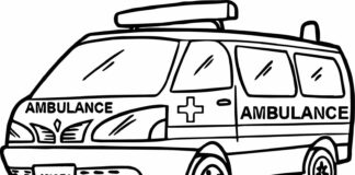 ambulance at the signal coloring book to print